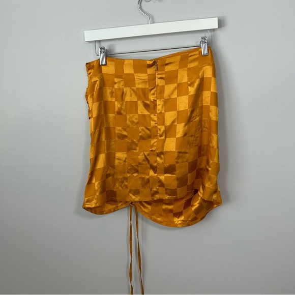 NWT 12th Tribe St. Barths Poppy Gold Checkered Mini Skirt Women’s Size Large - Picture 7 of 8